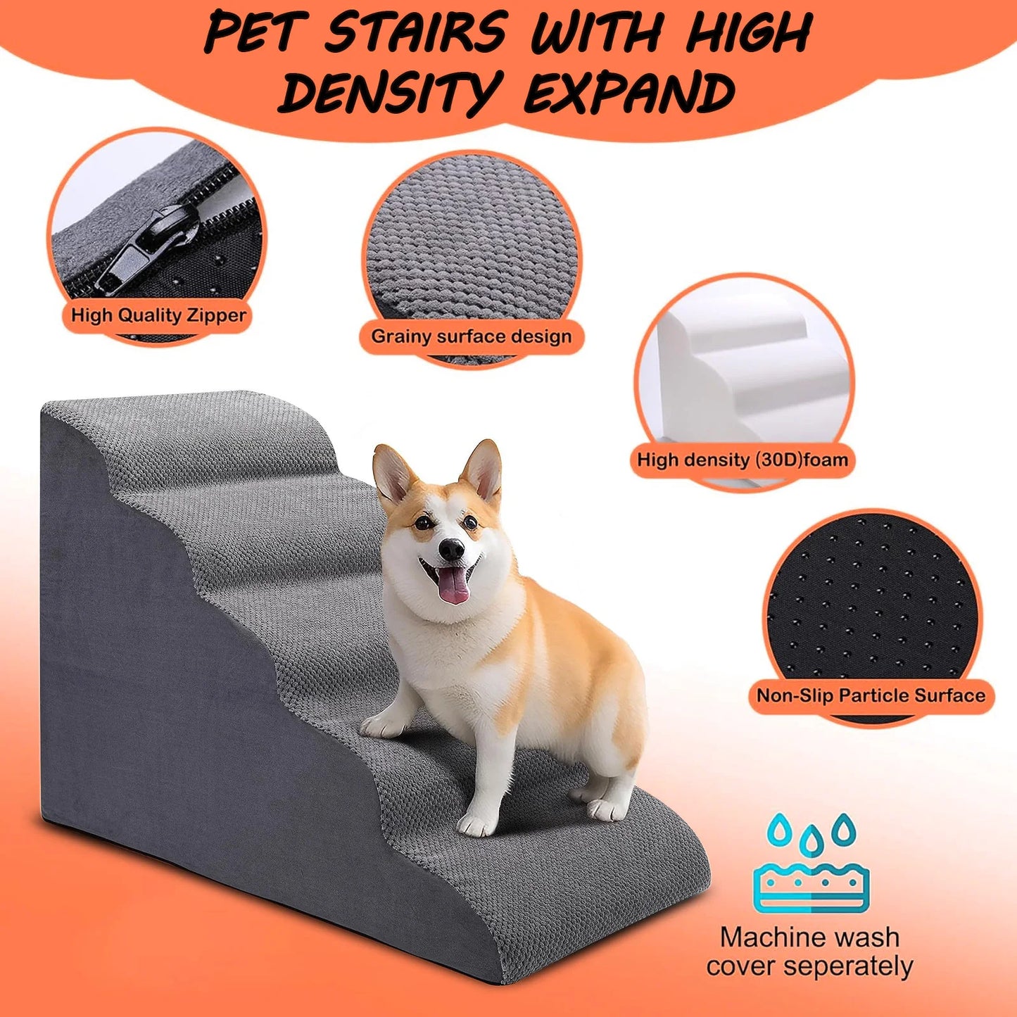 Dog Stairs for High Beds 5-Step