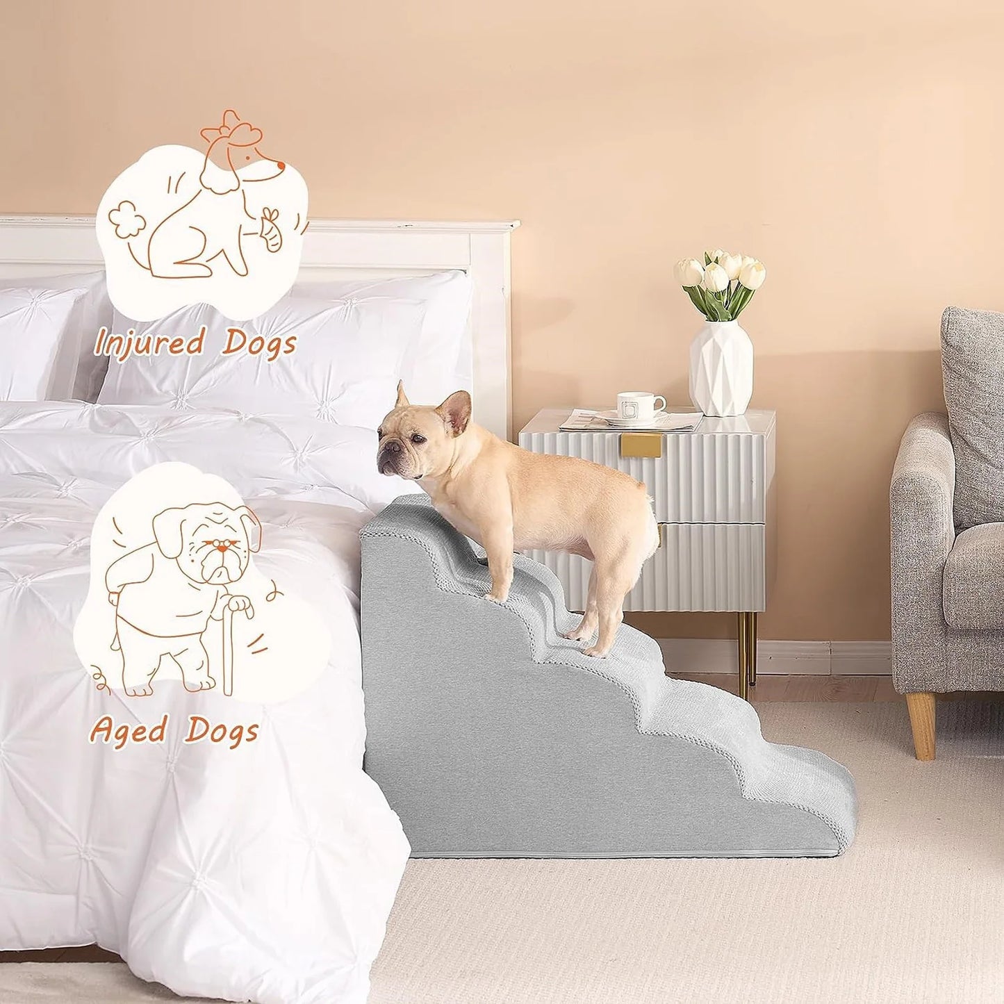 Dog Stairs for High Beds 5-Step