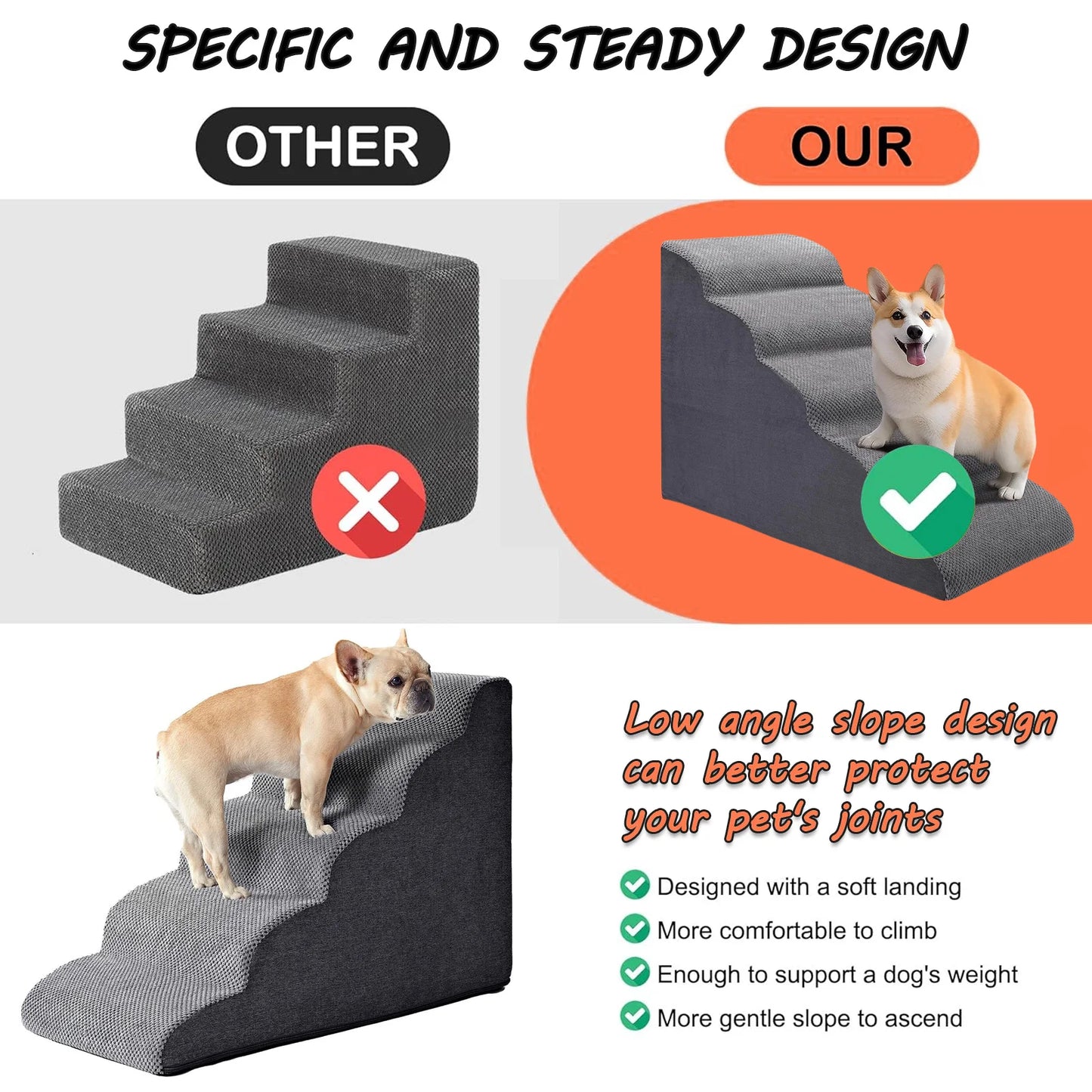 Dog Stairs for High Beds 5-Step
